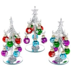 Glass Christmas Tree - Silver Tree Small 2570 (Star) -Spode Xmas Store 257020 20decorated20silver20 20small 1504882884