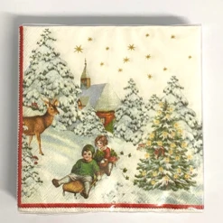 IHR Small Cocktail Napkins/Serviettes - Annual Christmas Snow -Spode Xmas Store 3333 1605188981