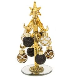Glass Christmas Tree - Black & Gold Tree Small 67480 (White)