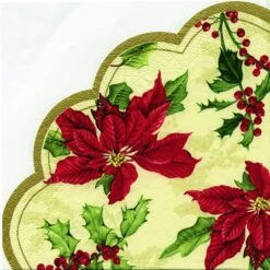 IHR Rondo Round Fluted Napkins/Serviettes - Floral Christmas*