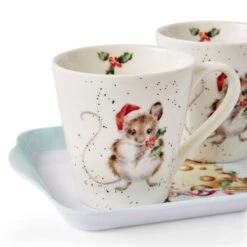 Wrendale Christmas Mug & Tray Set Holly Jolly (Mice) -Spode Xmas Store 749151782860 crop 1666106440