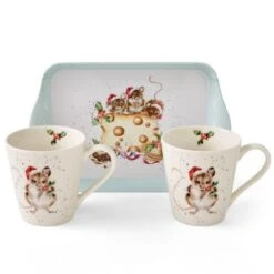 Wrendale Christmas Mug & Tray Set Holly Jolly (Mice)