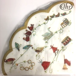 IHR Rondo Round Fluted Napkins/Serviettes - 12 Days Christmas*