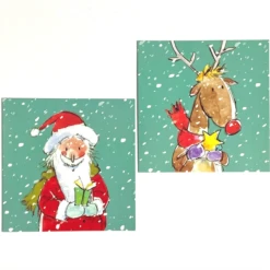 Medici Christmas - 10 Cards In Wallet 'Santa & Rudolph' XMW0041