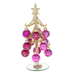 Glass Christmas Tree - Peacock Tree Medium 283901 (Pink)