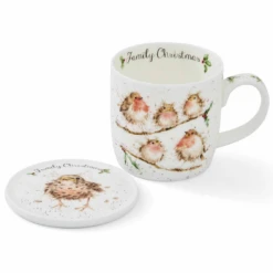 Wrendale Christmas Mug & Coaster Set Christmas Family