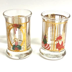 Royal Copenhagen Holmegaard Christmas Dram Glasses Set Of 2 1990