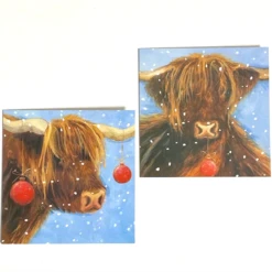 Almanac Christmas - Box 20 Charity Cards 'Highland Cow' CHA0004