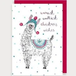Louise Mulgrew Xmas - Llama Christmas Wishes Single Card XM33