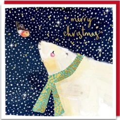 Louise Mulgrew Xmas - Polar Bear Christmas Single Card XMF01