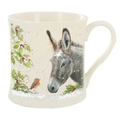 Christmas Mug Bree Merryn Diana & Ross Donkey With Robin BRE0355
