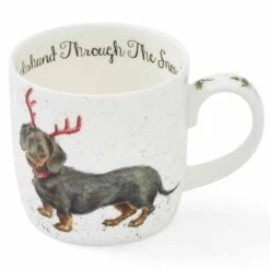 Wrendale Christmas Single Mug Dachshund Through Snow (Dog)