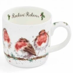Wrendale Christmas Single Mug Rockin' Robins -Spode Xmas Store mmph5629 xt cutout5 1666102360