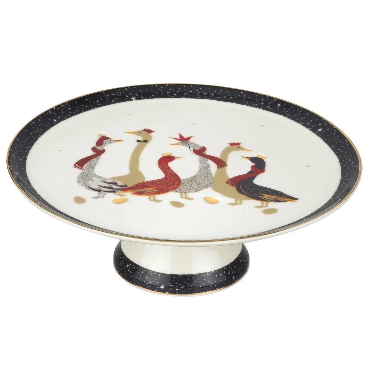 Sara Miller Christmas Geese Footed Cake Plate 8963 3 Sara Miller Christmas Geese Footed Cake Plate 8963