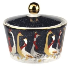 Sara Miller Christmas Geese Lidded Bowl 9167