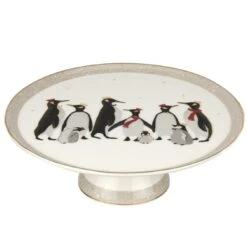 Sara Miller Christmas Penguin Footed Cake Plate 8963