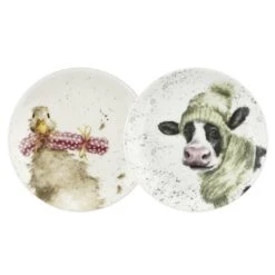 Wrendale Christmas Coupe Plates Duck & Cow Set Of 2