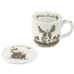 Wrendale Christmas Mug & Coaster Set Winter Friends